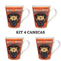 Kit 4 Canecas Cachorro Bulldog 300 Ml - Bialluz Presentes
