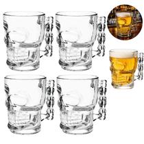 Kit 4 Canecas Caveira Vidro 400ml Copo Bar Drink Kit 4 Canecas Caveira Vidro 400ml Copo Bar Drink