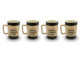 Kit 4 Canecas Cerâmica Coffee To Go 300Ml Foco Mondoceram