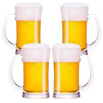 Kit 4 Canecas Chopp Cerveja Vidro Grosso 350 Ml Hippy Bar