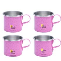 Kit 4 Canecas Coloridas Xícaras Retrô Em Alumínio Café Chá