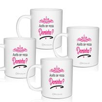 Kit 4 Canecas Convite Brancas Personalizadas Para Daminhas