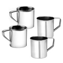 Kit 4 Canecas Copos Com Alça Inox Agua Bebidas Drink 300ml