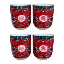 Kit 4 Canecas de Chá Oriental Copo Porcelana 150ml Kit 4 Canecas de Chá Oriental Copo Porcelana 150ml