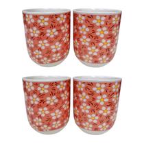 Kit 4 Canecas de Chá Porcelana Copo Oriental 150ml