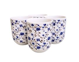 Kit 4 Canecas De Chá Porcelana Copo Oriental Summer Petals