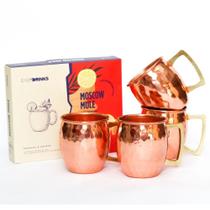 Kit 4 Canecas De Cobre 300 ML 2 Sachês De Drink