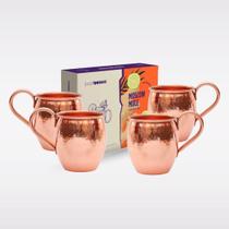 Kit 4 Canecas De Cobre 500 ML + 2 Sachês De Drink