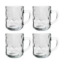 Kit 4 Canecas de Vidro Bubles Relevo Em Casa Tem 245ml