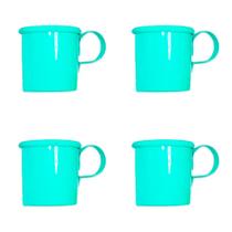 Kit 4 Canecas em alumínio estilo Moscow Mule Decor - Turquesa