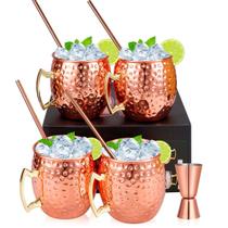 Kit 4 Canecas Moscow Mule Em Cobre Martelada 530ml Kit 4 Canecas Moscow Mule Em Cobre Martelada 530ml