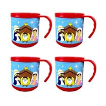 Kit 4 Canecas Presépio Jesus Natal Copo Natalino 200ml