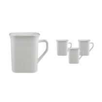 Kit 4 Canecas Quadrada Branco 250Ml Plástico Premium