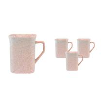 Kit 4 Canecas Quadrada Fibra Madeira Palha 250Ml