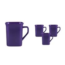 Kit 4 Canecas Quadrada Lilás 250Ml Plástico Premium