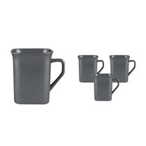 Kit 4 Canecas Quadrada Prata 250Ml Plástico Premium