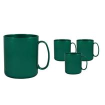 Kit 4 Canecas Redonda Verde 400Ml Plástico Premium