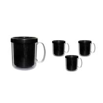 Kit 4 Canecas Térmica Cristal Preto 300Ml Plástico Kit 4 Canecas Térmica Cristal Preto 300Ml Plástico