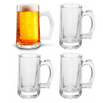Kit 4 Canecas Vidro 380ml Com Alça Chopp Cerveja Copo Resistente Para Cozinha - Mimo Style