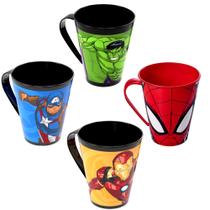Kit 4 Canecas Vingadores Hulk Homem Aranha Homem de Ferro Thor
