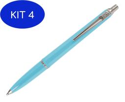 Kit 4 Caneta Esferográfica Ballograf Epoca P Azul Turquesa