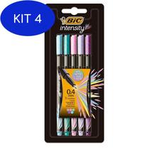 Kit 4 Caneta Hidrografica Bic Intensity Extra Fina 0.4Mm 5