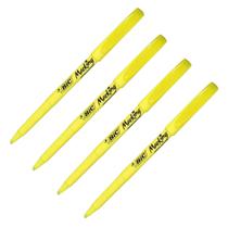 Kit 4 Caneta Marca Texto Fluorescente Marking Bic Amarelo