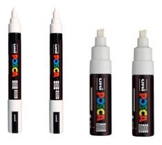 KIT 4 Caneta Posca Branca 2 PC-5M e 2 PC-8K KIT 4 Caneta Posca Branca 2 PC-5M e 2 PC-8K