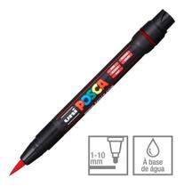 Kit 4 Caneta Posca Brush PCF-350 Vermelha Ponta Pincel