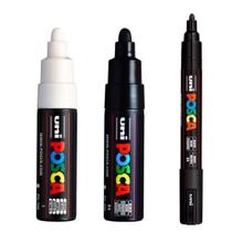 Kit 4 Caneta Posca PC-3M e PC-5M - 2 brancos 2 pretos Uni