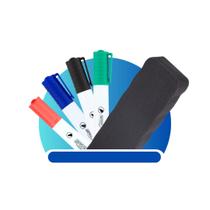 Kit 4 Canetas + Apagador Para Quadro Branco Lousa