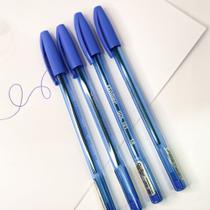 Kit 4 canetas azul, preta, vermelha esferográficas escolar 1.0 mm escrita sem falhas