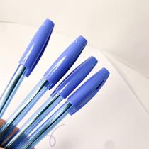 Kit 4 canetas azul, preta, vermelha esferográficas escolar 1.0 mm pratico