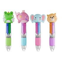 Kit 4 Canetas Esferográficas Ponta Retrátil 4 em 1 Fun Mini Escolar Conjunto Cores Escrever Aluno Cor da Tinta:Lilás