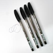 Kit 4 canetas esferográficas preta uso escolar e escritório - filó modas