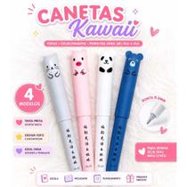 Kit 4 Canetas Gel Fofas Personagens Porquinho Panda Ratinho Urso Kit 4 Canetas Gel Fofas Personagens Porquinho Panda Ratinho Urso