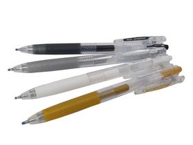 Kit 4 Canetas Pilot Gel Poplol 0.7 Preta Branca Ouro Prata