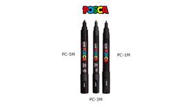 Kit 4 Canetas POSCA Pretas 1 PC-1M, 2 PC-3M e 1 PC-5M 9inativo)