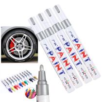 Kit 4 Canetas Reparadora Tira Risco Automóveis Carro Moto Caminhões Pintar e Retocar Pneu Azulejo e Tênis Uso Escolar Marca Texto Prata