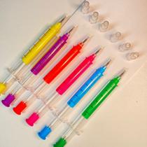Kit 4 canetas seringa de gel criativa para Escola/Escritório papelaria.
