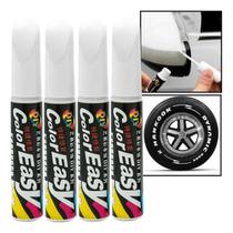 Kit 4 Canetas Tinta Reparadora Tira Risco Automóveis Carro Moto Caminhões Pintar e Retocar Pneu Azulejo e Tênis Aplicador BRANCO