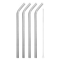 Kit 4 Canudos De Aço Inox Reutilizável E 1 Escova