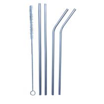 Kit 4 Canudos Reutilizáveis Curvo ou Reto Aço Inox