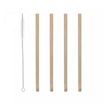 Kit 4 Canudos Reutilizáveis De Bambu + Escova De Limpeza Kit 4 Canudos Reutilizáveis De Bambu + Escova De Limpeza