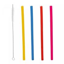 Kit 4 Canudos Reutilizáveis De Selicone + Escova De Limpeza Kit 4 Canudos Reutilizáveis De Selicone + Escova De Limpeza