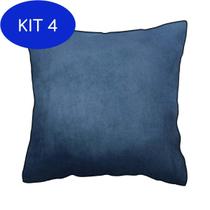 Kit 4 Capa Almofada Decorativa Em Veludo Básica Azul Marinho