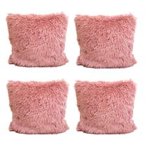 Kit 4 Capa Almofada Felpuda Marina Fofa Pelúcia Sofá 42x42cm