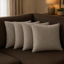 Kit 4 Capa Almofada Suede Aveludada 45x45 Decoração Sala Sofá Avelã