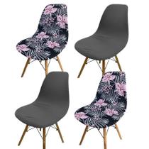 Kit 4 Capa Cadeira Charles Eames Eiffel Pé Palito Malha