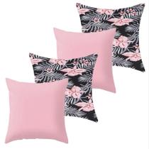 Kit 4 Capa de Almofada 40 x 40 Malha com Zíper Lisa e Estampada